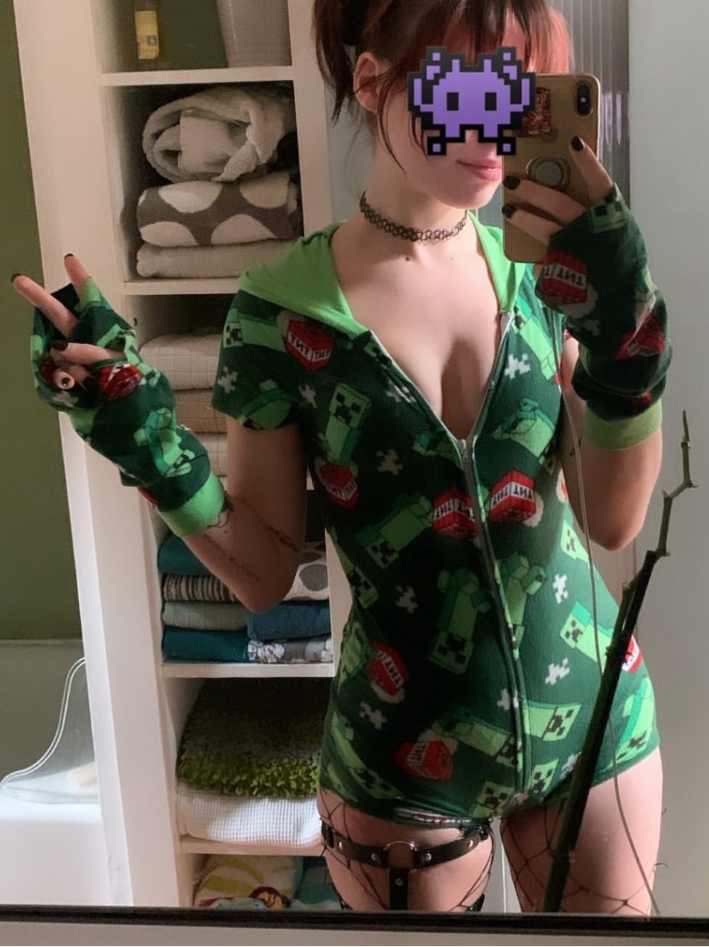 Minecraft Creeper Zip-Up Romper/Bodysuit/Onesie